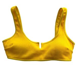 HOLLISTER Yellow Ribbed Bikini Swim Top Medium